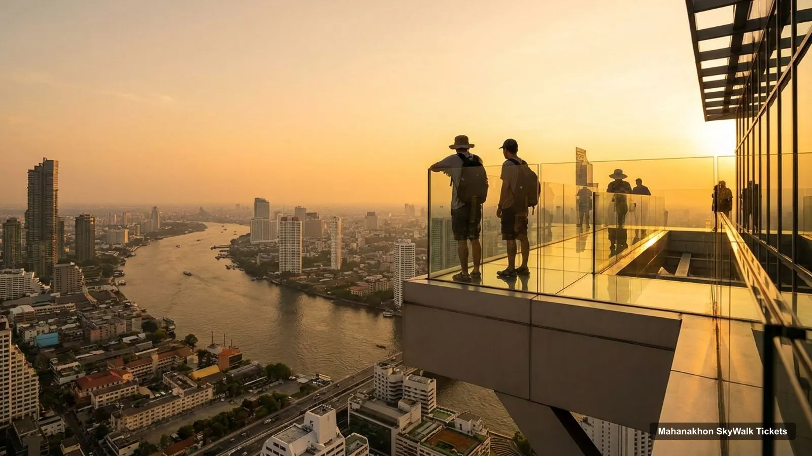 Mahanakhon SkyWalk Tickets – view from the observation deck over the Chao Phraya River and the Bangkok skyline