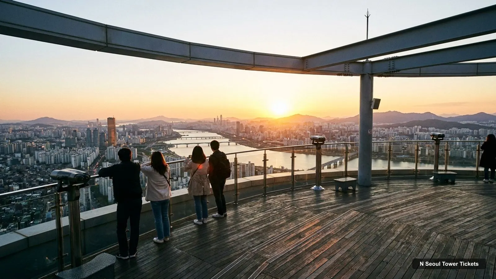 N Seoul Tower Tickets – view from the observation deck over the Seoul skyline and the Han River