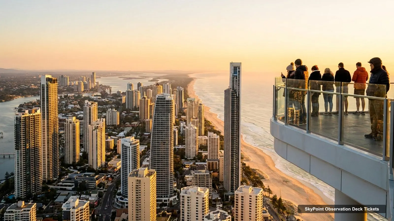 SkyPoint Observation Deck Tickets – view from the observation deck over Surfers Paradise beach and the Gold Coast skyline
