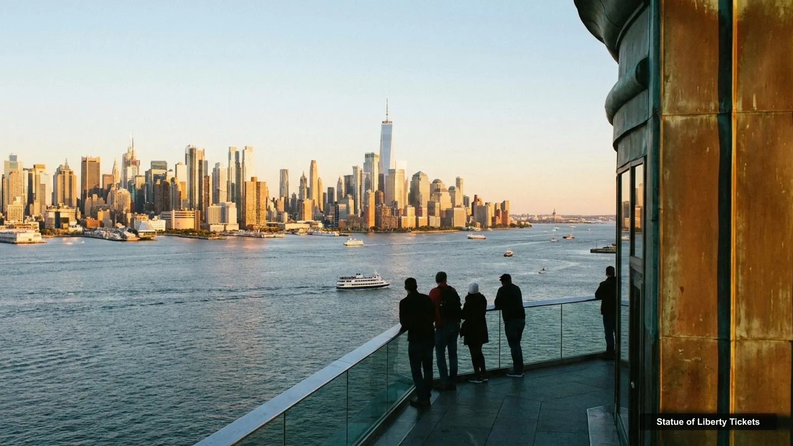 Statue of Liberty Tickets – view from the observation deck over the Lower Manhattan skyline across New York Harbor