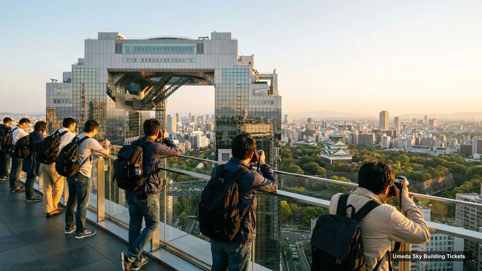 Umeda Sky Building Tickets – view from the observation deck over Osaka Castle