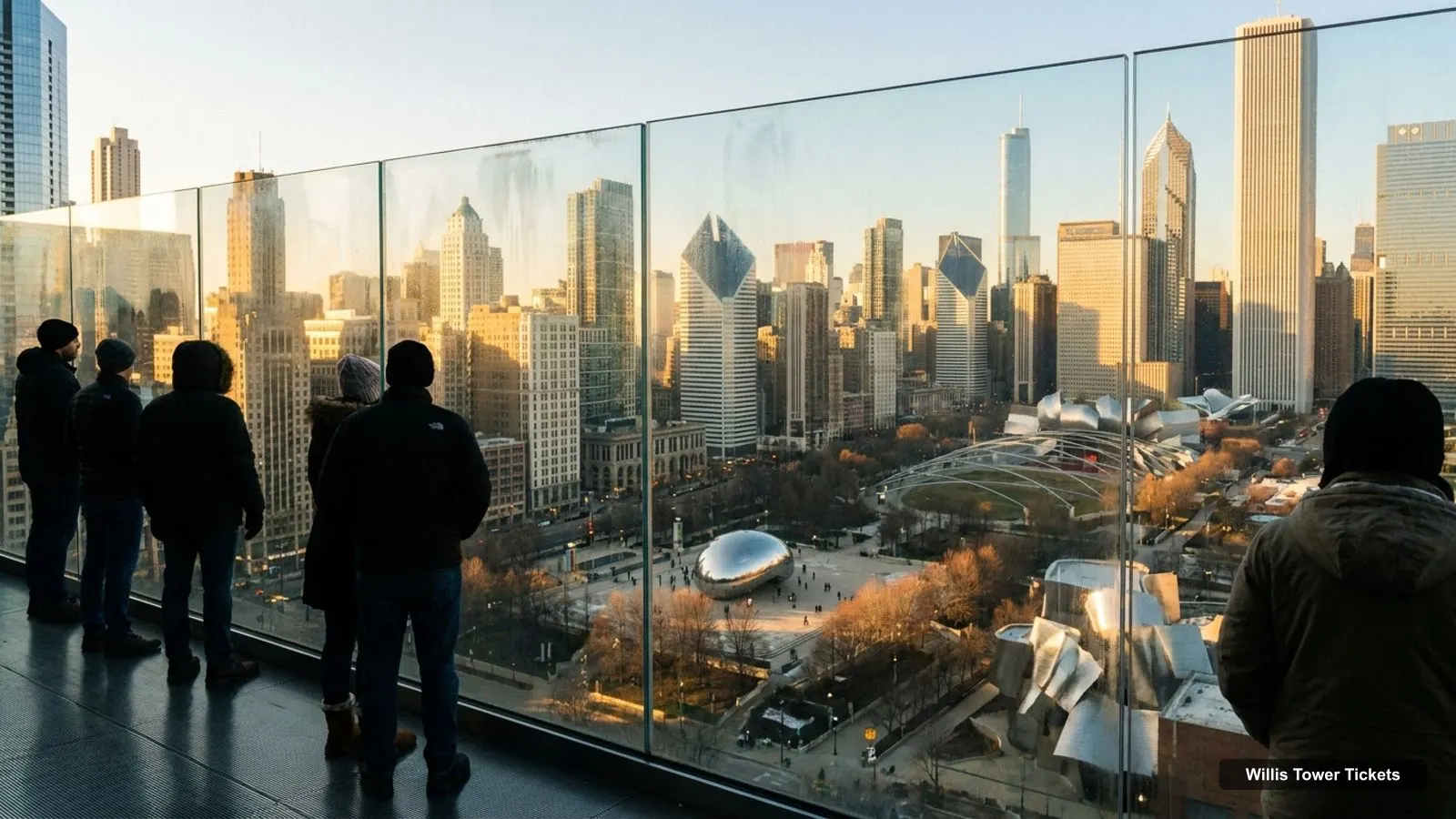 Willis Tower Tickets – view from the observation deck over Millennium Park